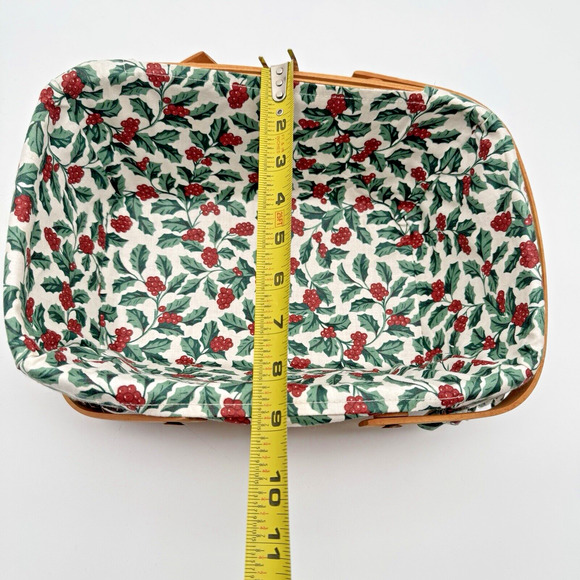 Longaberger 1996 Holiday Cheer Basket Green Weave Lid Liner 2-Protectors 12 x 9" - Picture 10 of 11